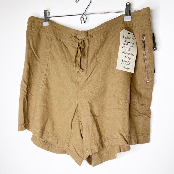 SUPPLIES BY UNIONBAY Sybil Linen Blend Solid Short - Picture 4 of 12